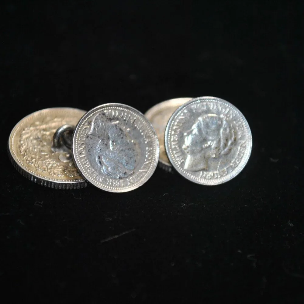 Vintage 1941 Dutch Silver Coin Cufflinks